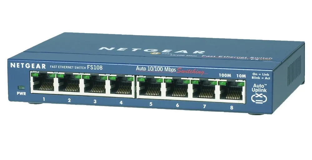 Netgear FS108-300PES, Unmanaged, L2, Fast Ethernet (10/100), полный дуплекс