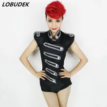 Женский костюм для танцовщицы, военная форма, костюм джаза DS, черный, красный, боди, фестиваль, барабанная группа, наряд для выступлений, бар, певица, комбинезон