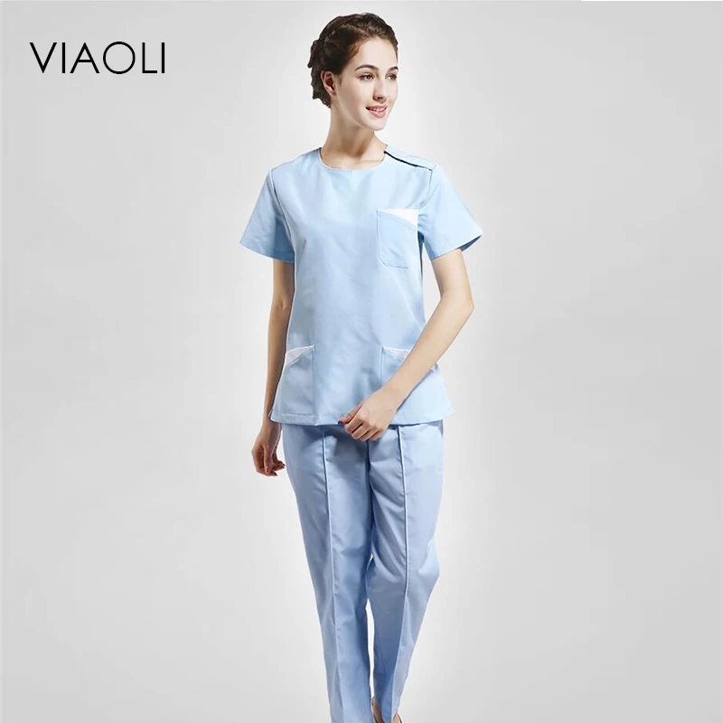 Viaoli, женская и Мужская медицинская одежда с короткими рукавами, униформа для медицинского обслуживания, костюм медсестры, защита, лабораторные пальто с карманом