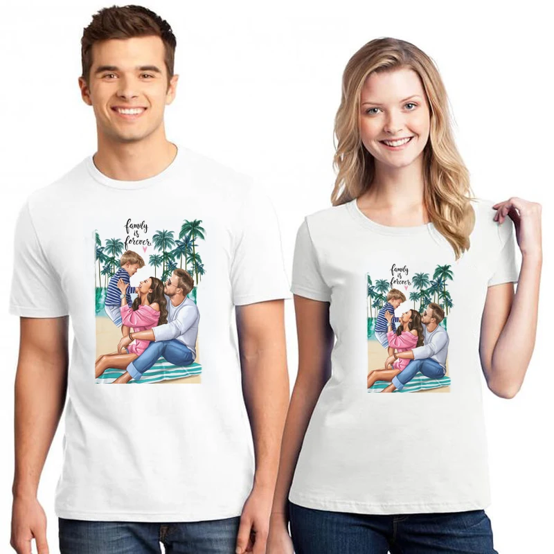 

Family Love T Shirt Women/men White Cotton Cat Tshirt Paired T-shirts Harajuku Top Couple Clothes Girlfriend Gift Tshirt Femme