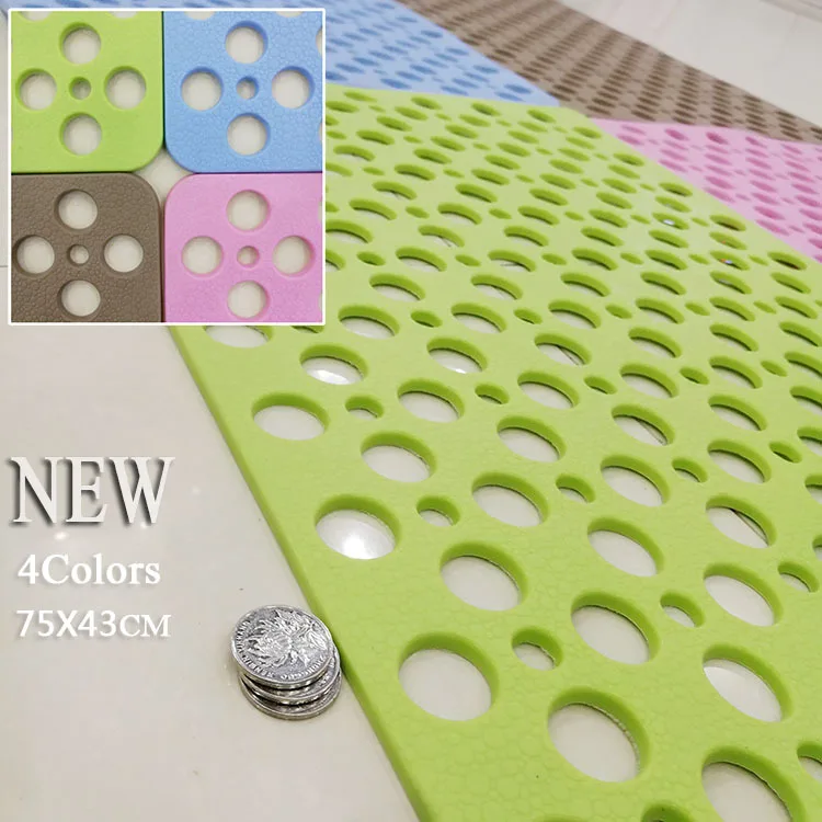 

75*43CM TPE Anti-Slip Solid Bath Mat Slip-Resistant Shower Mats Powerful Suction Cup Gripping Bathtub Mats Pads