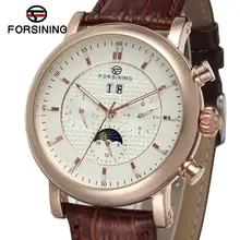 FSG553M3R1 latest luxur arrival Automatic with moon phase men watch brown genuine leather strap free shipping with gift box