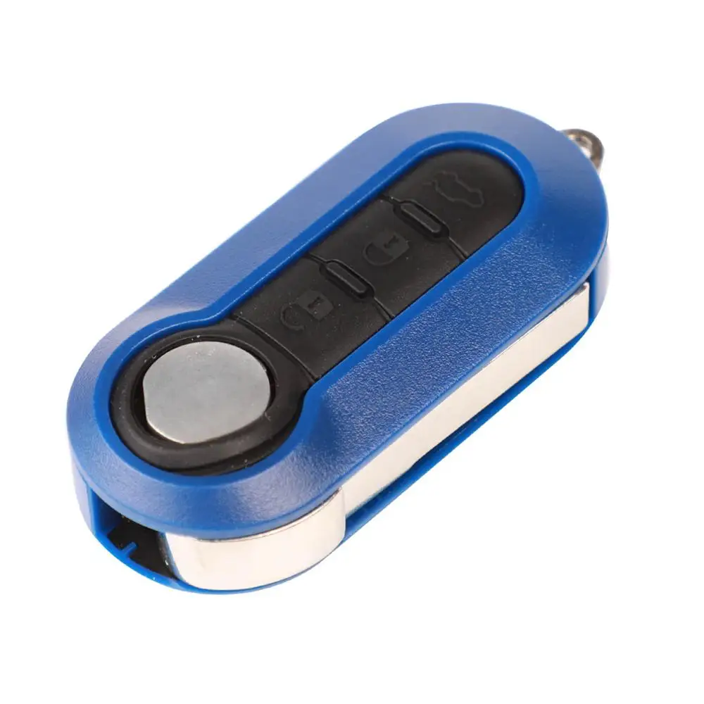Jingyuqin 3 кнопки флип пульт дистанционного ключа чехол оболочка корпус для Fiat 500 панда Punto Браво автосигнализации без ключа доступа Fob - Цвет: darkblue