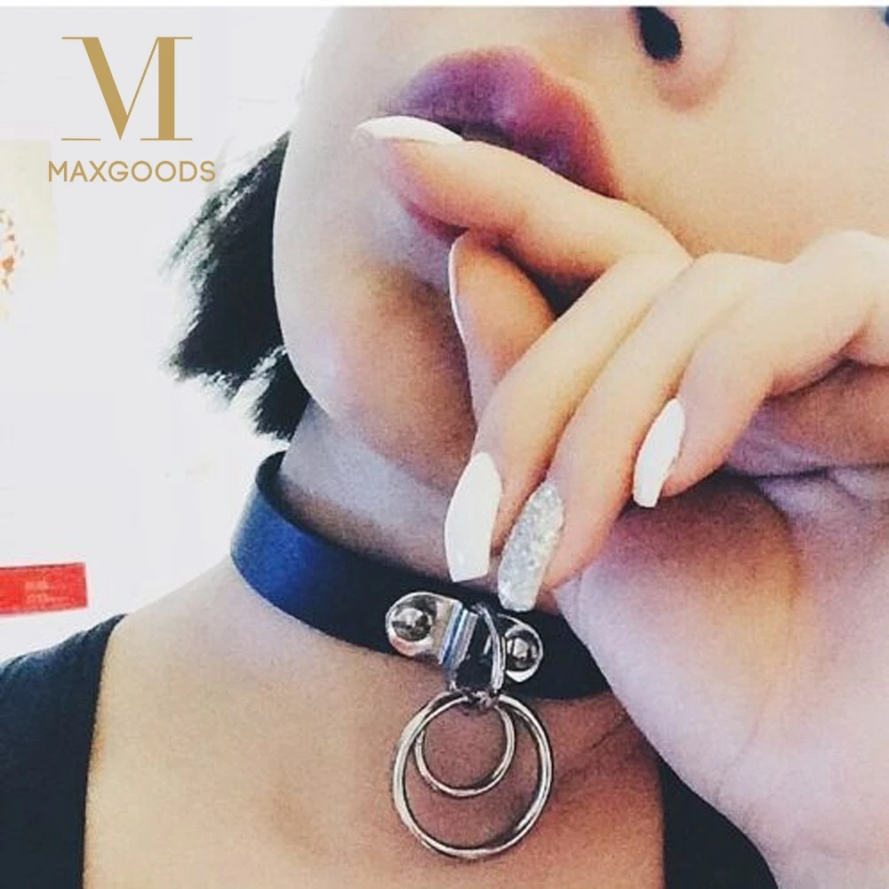 

1 Pcs Classic Vintage Necklace Punk Rock Dark Harajuku Double Round Pendants Leather Collar Choker Necklace for Women Gift