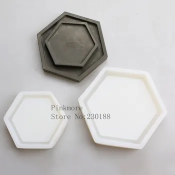 

Silicone Plate mold hexagon Cement fruit plates concrete dish handmade mold concrete tray moulds