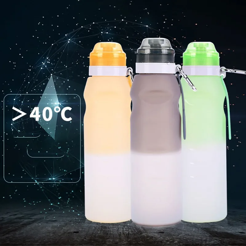 

Food Grade 600ML Creative Collapsible Foldable Silicone Drink Sport Water Bottle Camping Travel my Plastic Bicycle Bottle