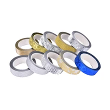 Рождественские декоративные из рисовой бумаги Лента Горячая 10 м DIY Серебряная Золотая цветная бумажная лента в горошек новое поступление