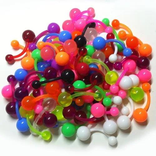 5pcslot women's belly button navel rings mixed colors simple navel pircing bar for lady body piercing jewelry hot selling cheap