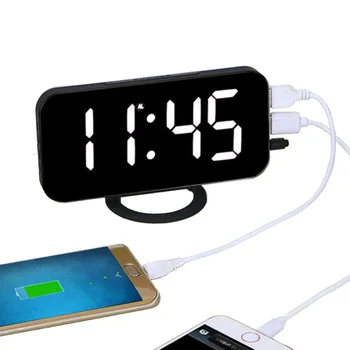 

Automatically Adjust The Brightness Electronic Led Digital Desktop Decoration Alarm Clock With Dual Usb Port For Phone