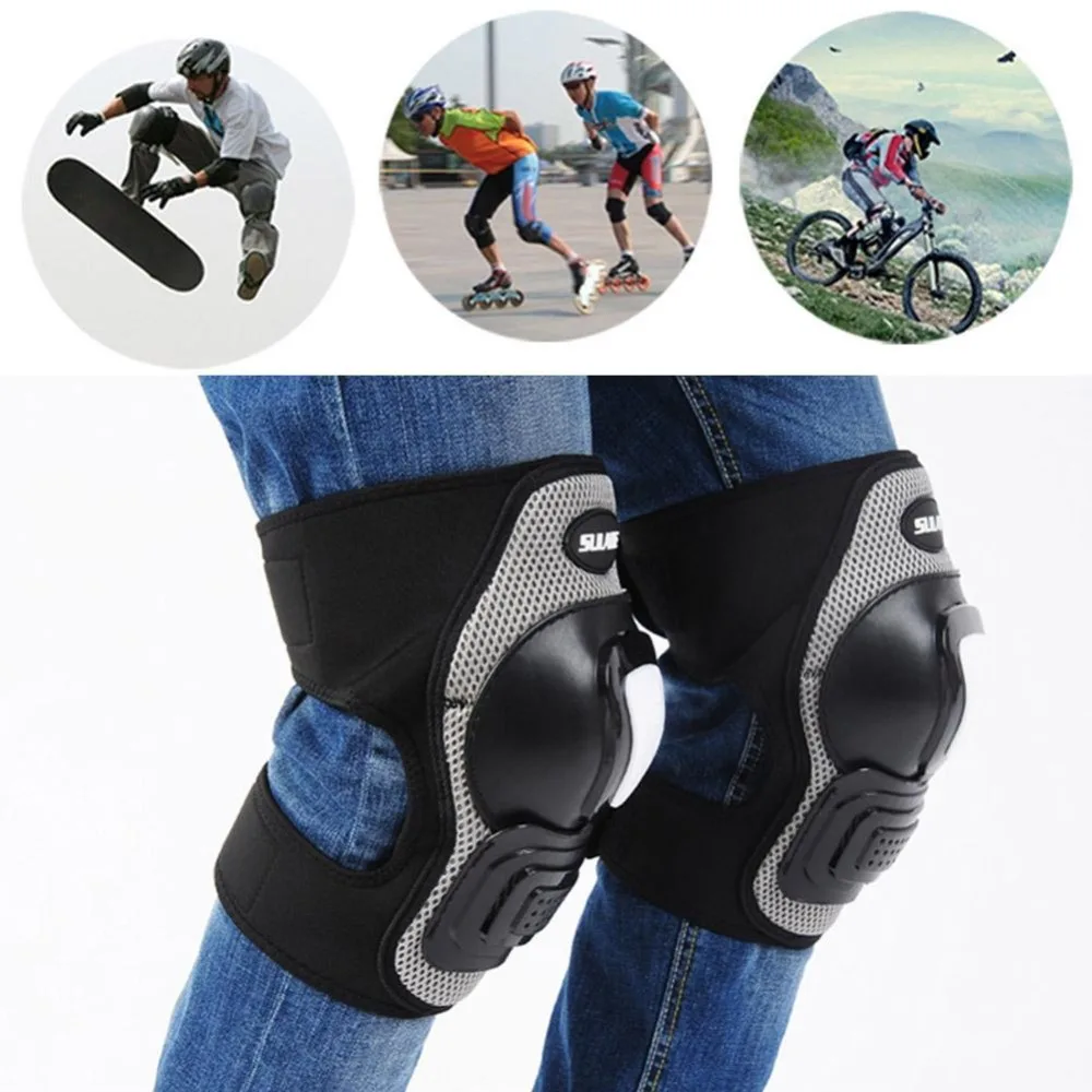 

Pair PE Shell Adults Riding Protective Gear Knee Pads Knee Guard Cycling Skateboard Ice Skating Roller Protector Black