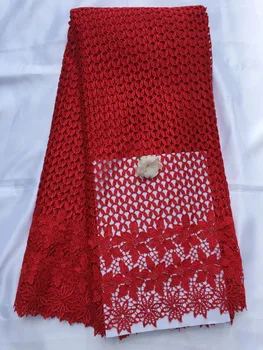 

new arrival african lace fabrics high quality red color cord lace guipure lace fabric for party and wedding dress