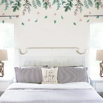 

Fresh green leaf pattern living room bedroom wall stickers wall decoration removable easy to paste stickers
