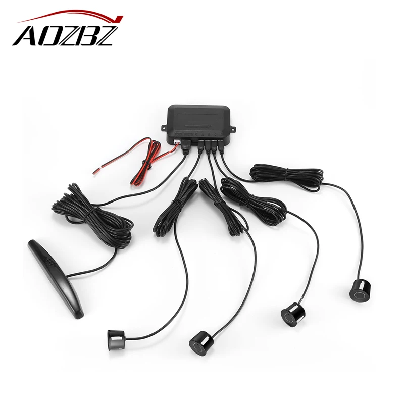 4-Sensor Black Rear Parking Sensor Kit With LED Display & Buzzer Alarm - Universal Fit For Cars