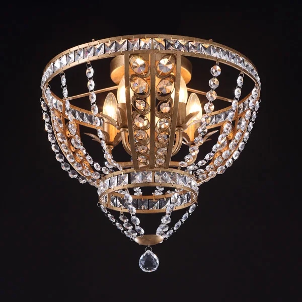 

American country e14 ceiling light corridor entrance retro iron Nordic garden bedroom restaurant crystal ceiling lamp ZA918638