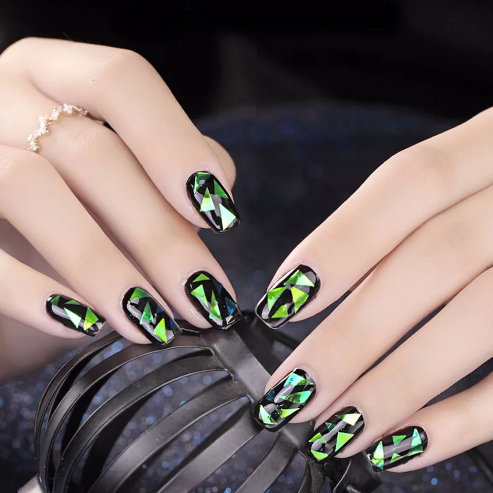 6 Pack Nail Sticker Broken Glass Water Decals Mirror Effect For