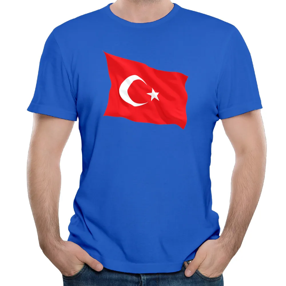 Turkey Flag Cotton Print O Neck Short Sleeve Customized T shirt Man