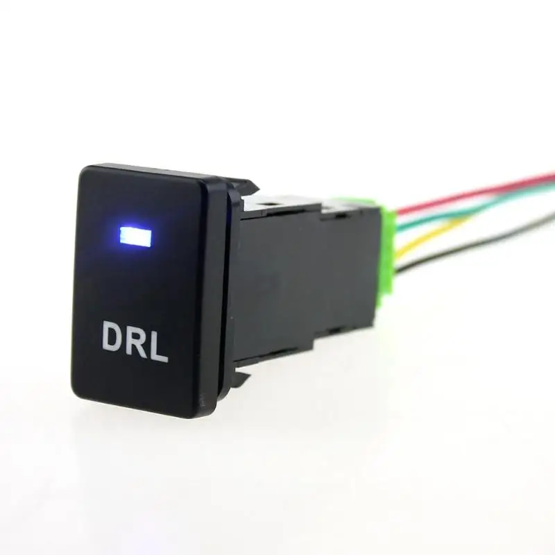 

1Pcs Blue LED Car DRL Daytime Switch Button with 150mm Cable for Toyota Camry High Quality Led Interior Car Lights Car Styling
