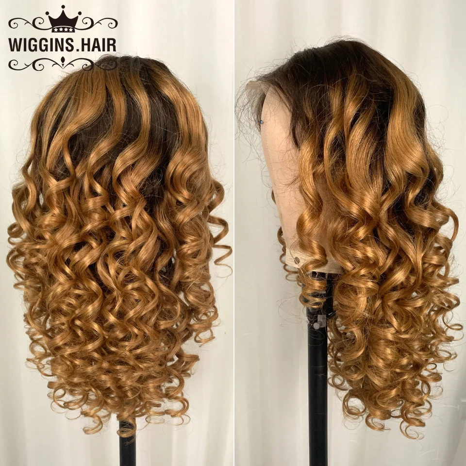 

#4/27 Ombre 13x4 Lace Front Human Hair Wigs Pre Plucked Curly Human Hair Wig For Women Brazilian Remy 99J Lace Front Wig Wiggins