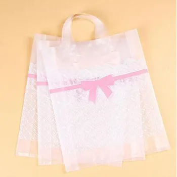 

Lace matte plastic bags, 38*43cm+8cm Large shopping bag Clear plastic packaging bags with handles, Wholesale !