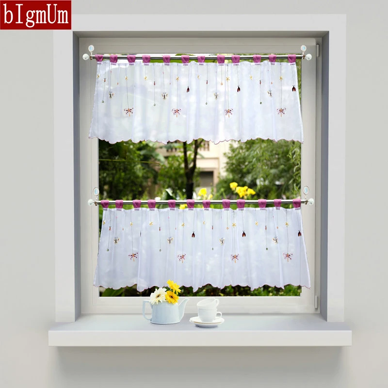 الرعوية نمط فراشة الغبار واقية نصف الستار اليابانية قصيرة ستارة مطبخ مجلس الوزراء نافذة ستارة غرفة نوم خزانة الستائر