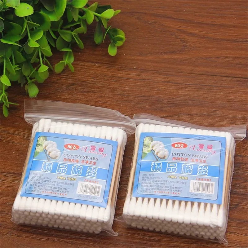 Natrual 160pcs Double Head Cotton Swab Women Makeup Cotton Buds Tip For Medical Wood Sticks Nose Ears Cleaning Health Care Tools