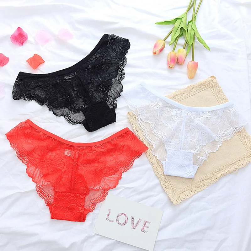 Women Transparent Flower Hollow Lace Panties Sexy G String Underwear Briefs 5 Colors Lingerie Thong Seamless Briefs