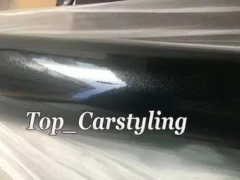 

Gloss Metallic Black Vinyl Car Wrap Styling With Air release full car Cover Film with Glitter sparkle shiny 1.52x20m/Roll