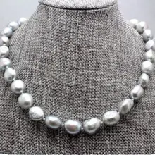 18 дюймов 10-11 мм БАРОККО серое натуральное пресноводное жемчужное ожерелье