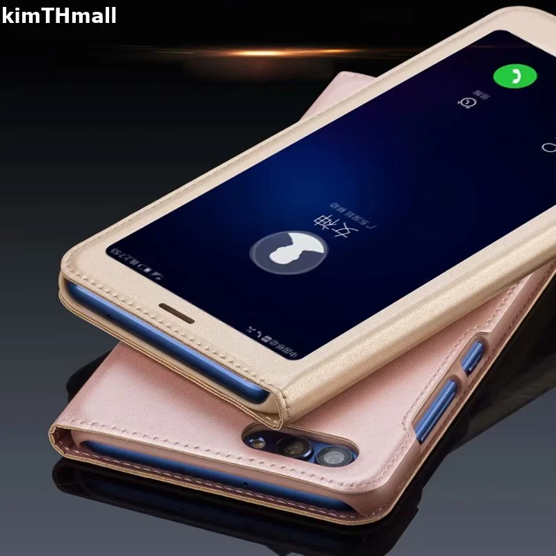 

Case For Huawei P Smart fundas Flip Cover For Huawei P Smart FIG-LX1 case Window view PC leather Hard phone casing kimTHmall