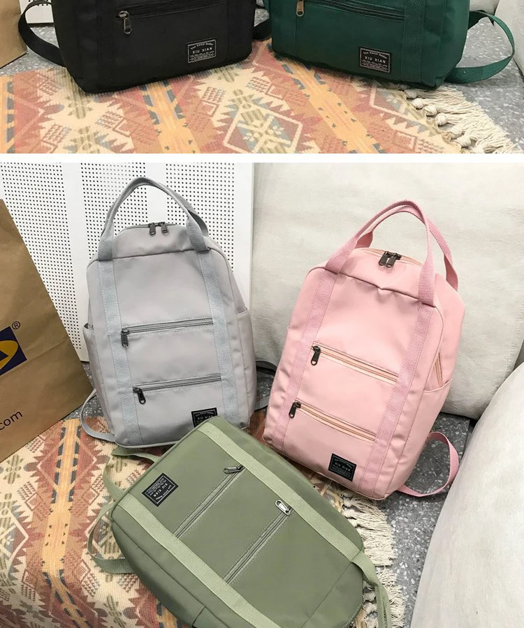 Модный женский рюкзак, Одноцветный нейлоновый рюкзак Mochilas, женская сумка на плечо, рюкзак для девочек-подростков