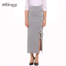 Ни одна облегающая Высокая талия Макси Женская длинная юбка сбоку на шнуровке Сплит Вечерние Повседневные