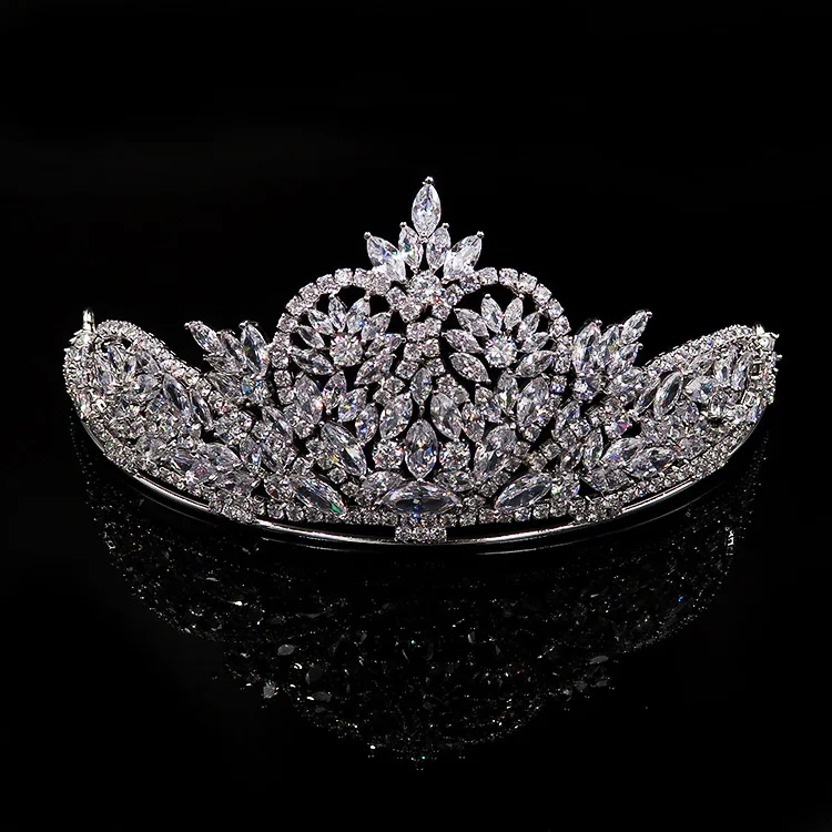 

2017 New Big European Bride Wedding Crown Silver Plated Austrian Crystal Large Queen Crown Wedding Hair Accessories