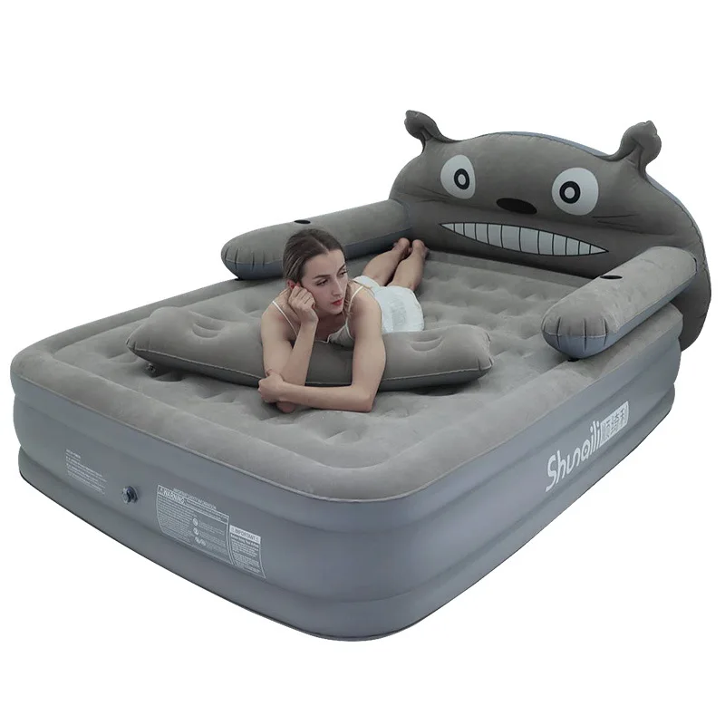  Cartoon inflatable sheets double increase thick air cushion outdoor portable bed air mattress famil