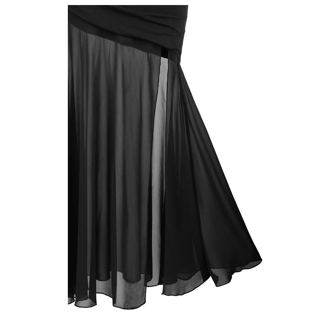 Angel-Fashion, женское Плиссированное вечернее платье на одно плечо, Длинные маленькие черные платья с разрезом, иллюзионное вечернее платье 426