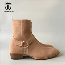 Новые мужские эксклюзивные роскошные высокие замшевые коричневые сапоги Челси с ремешком на щиколотке ручной работы ботинки для езды на мотоцикле