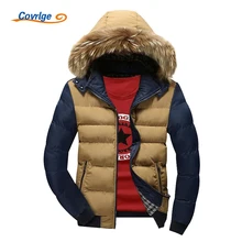 Covrlge, мужские парки, зима, модная Толстая теплая парка, куртка с хлопковой подкладкой, повседневная куртка-бомбер, толстовка с мехом, парка MWM006