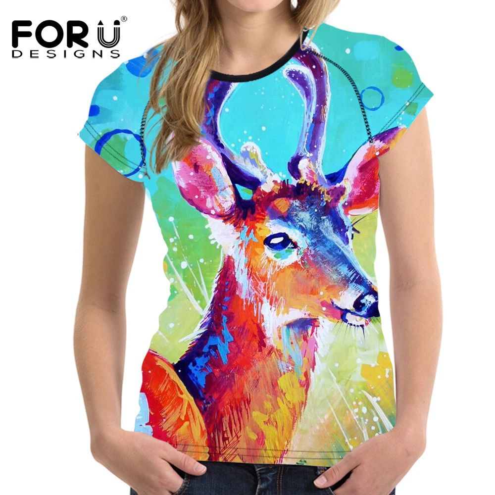 Forudesigns Для женщин рубашка Спорт Бег Фитнес Павлин животных Печать футболки Для женщин Открытый дышащий короткий рукав спортивная