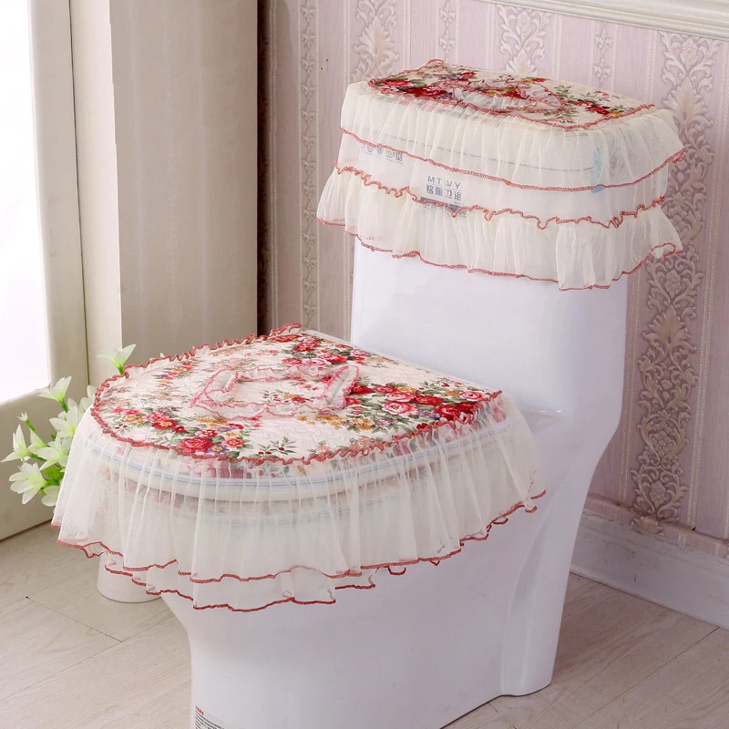 Toilets Mat 3 Piece Set Zipper Fixation Warm Toilet Seat Decorative