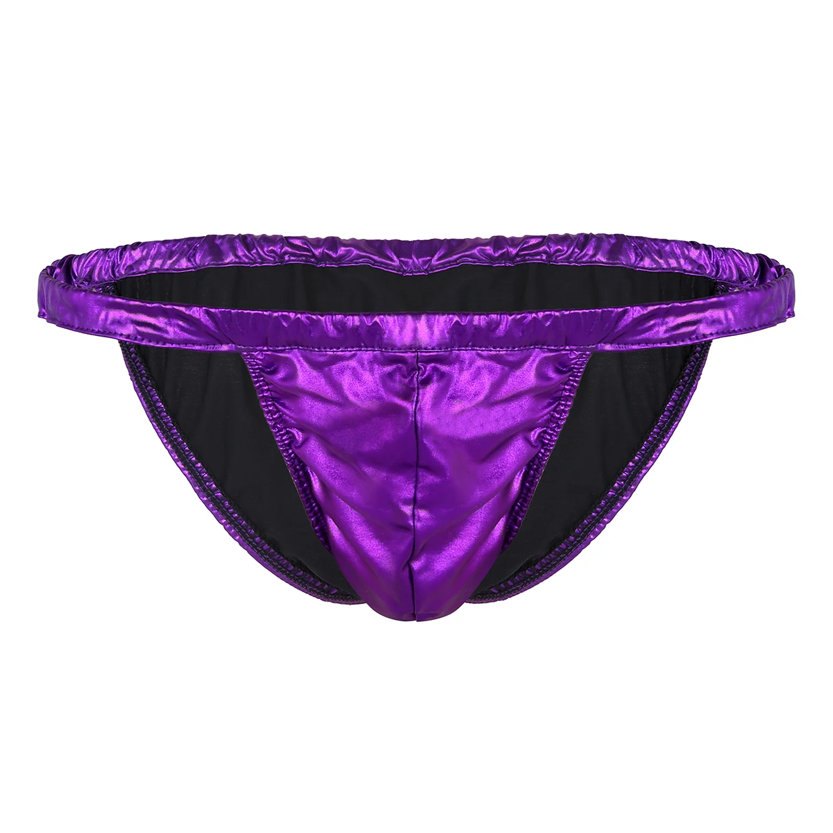 TiaoBug блестящие однотонные спандекс латекс трусы купальники tanga сексуальные мужские плавки нижнее белье купальный костюм Мужской купальный костюм трусы - Цвет: Purple