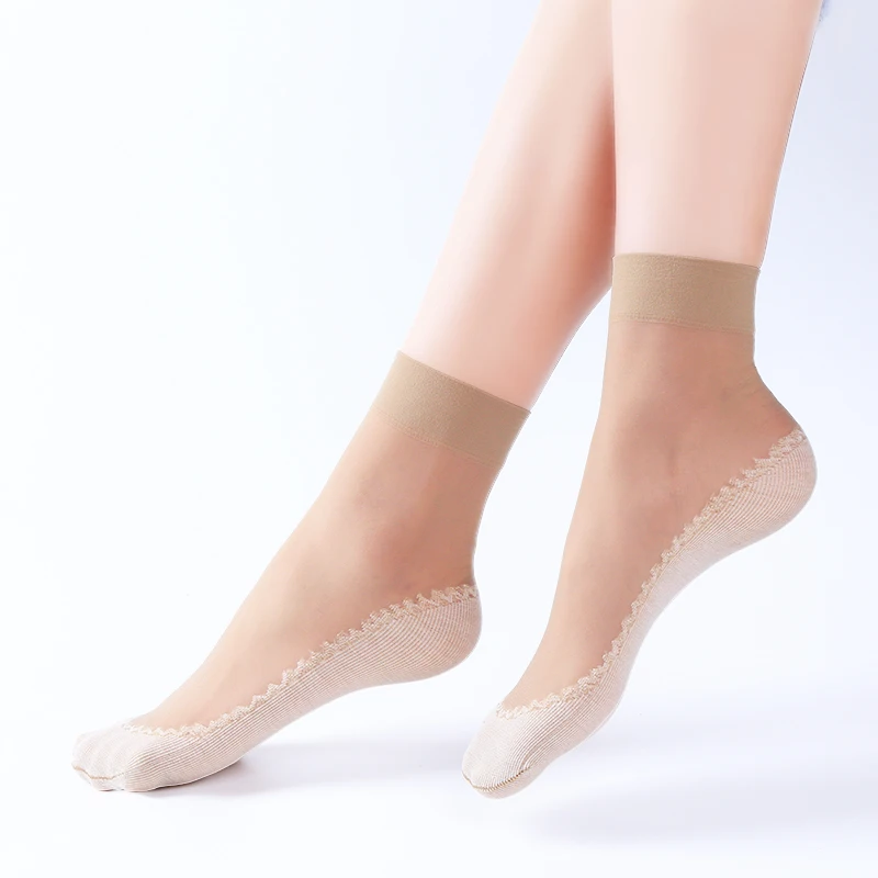 LANGSHA/10 пар/компл. носки для Для женщин летние ультратонкие нейлоновые прозрачные с украшением в виде кристаллов эластичные шелковые короткие носки тонкие Для женщин носки