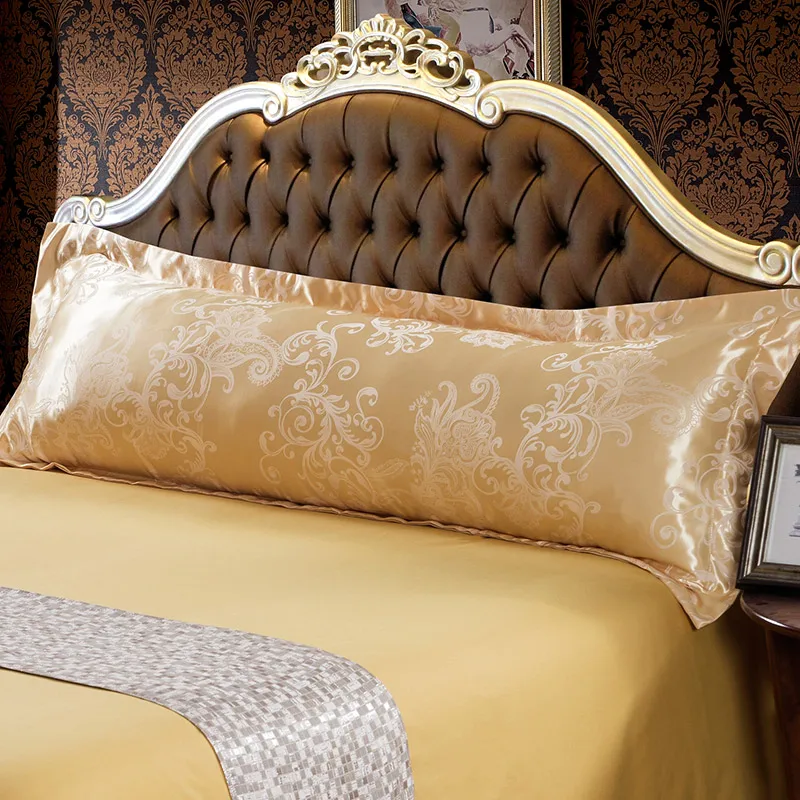 1PC Large Pure Silk Satin Jacquard Pillowcase Soft Silk Pillow Case for Bed Single Full Queen