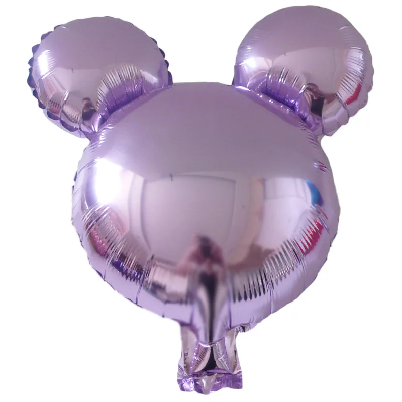 light purple 10 шт Мини Микки голова алюминиевой фольги Воздушные шары Дети Микки Маус игрушки мяч день рождения украшения мультфильм голова животного шар - Цвет: light purple