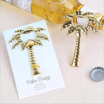 

Golden Tone Coconut Tree Beer Bottle Opener Wedding Favors Thanks Ceremony Gift Free Shipping