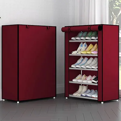 Многослойный пыленепроницаемый шкаф для обуви складной держатель для хранения обуви из нетканого полотна DIY сборочный органайзер для обуви - Цвет: 6 layer