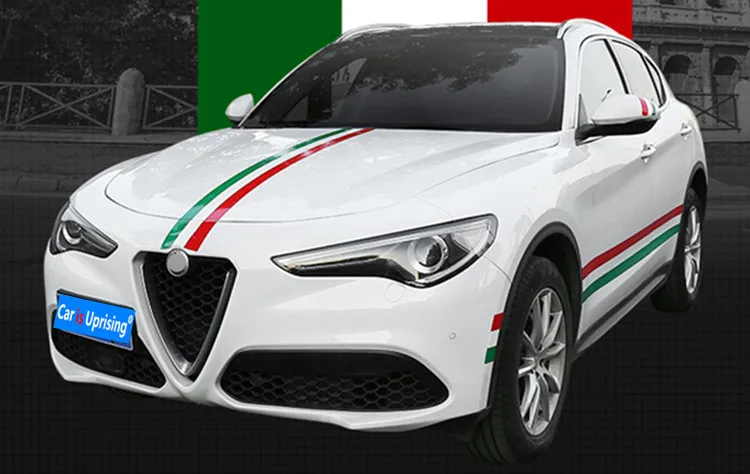 Italien Flagge Racing Emblem white2 Auto lustige Aufkleber PVC Aufkleber Styling f/ür Alfa Romeo Giulietta Giulia Stelvio 147 156 159 166 Mito GT Autozubeh/ör