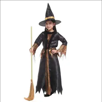 

Halloween Girl's Clothing Masquerade Party Cosplay Dress Black Magic Witch Costume New Stage Performance