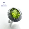 Tbj-Anillo de Plata de Ley 925 con gema de Peridoto, anillo de 100% con gema de peridoto Natural de corte cóncavo de ov8 x 10, 3CT, joyería de piedra de color con caja de regalo ► Foto 1/6