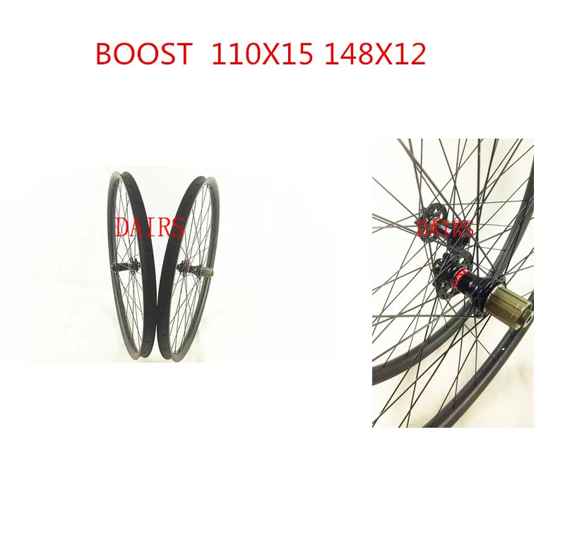 27.5er and 29er boost hubs 110x15 148x12 thru axle carbon MTB wheels