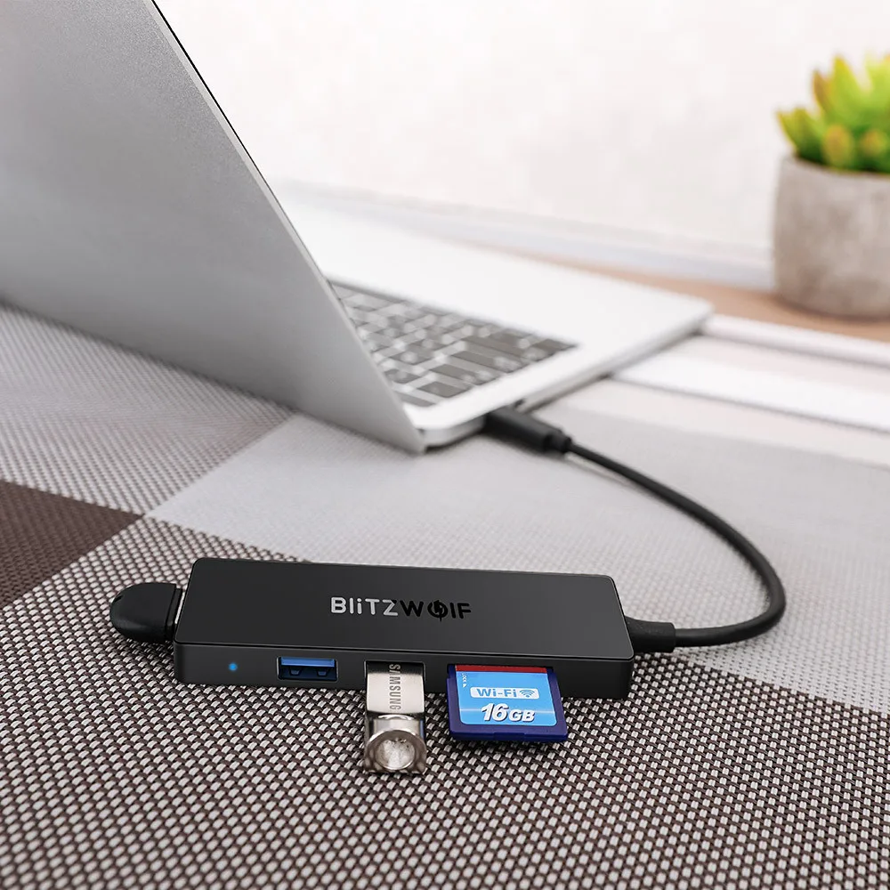 BlitzWolf BW-TH4 5 в 1 Тип-C до 3-Порты и разъёмы USB 3,0 SD Card Reader данных Hub 5 Гбит USB 3,0 USB концентраторы TF SD считыватель карт OTG