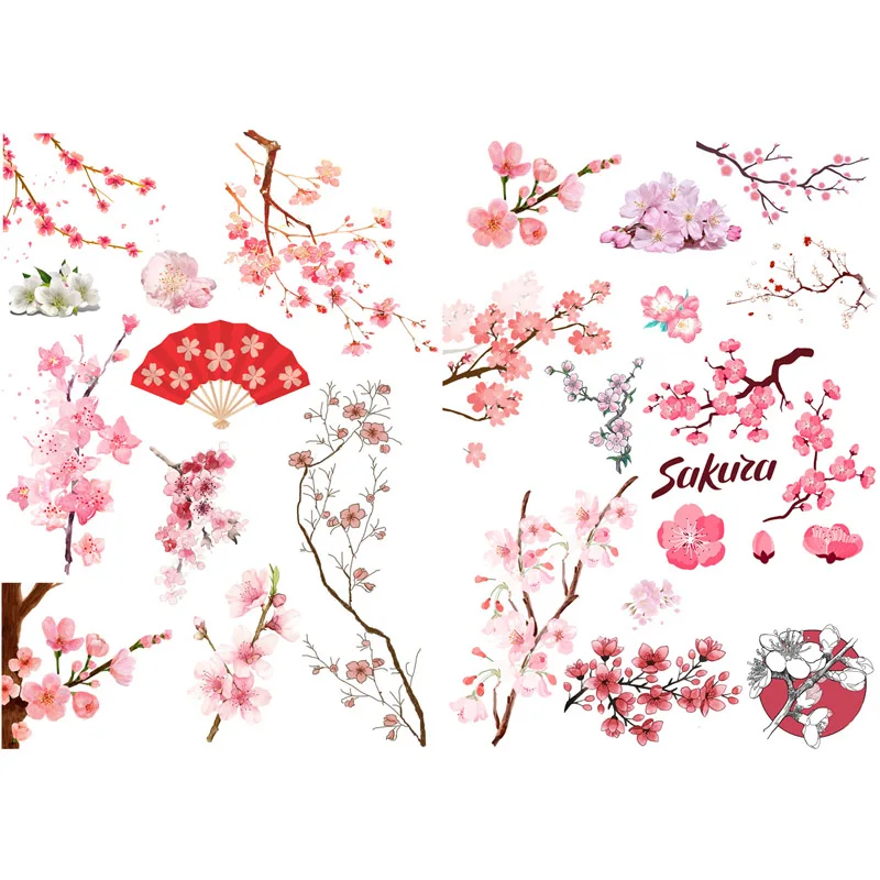1 Pcs Pink Sakura Cherry Blossoms Decor Kawaii Aesthetic Stickers